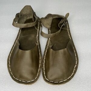 Nefes Handmade  Olive Green Barefoot Leather‎ Sandals Womens Sz 13 Stitches